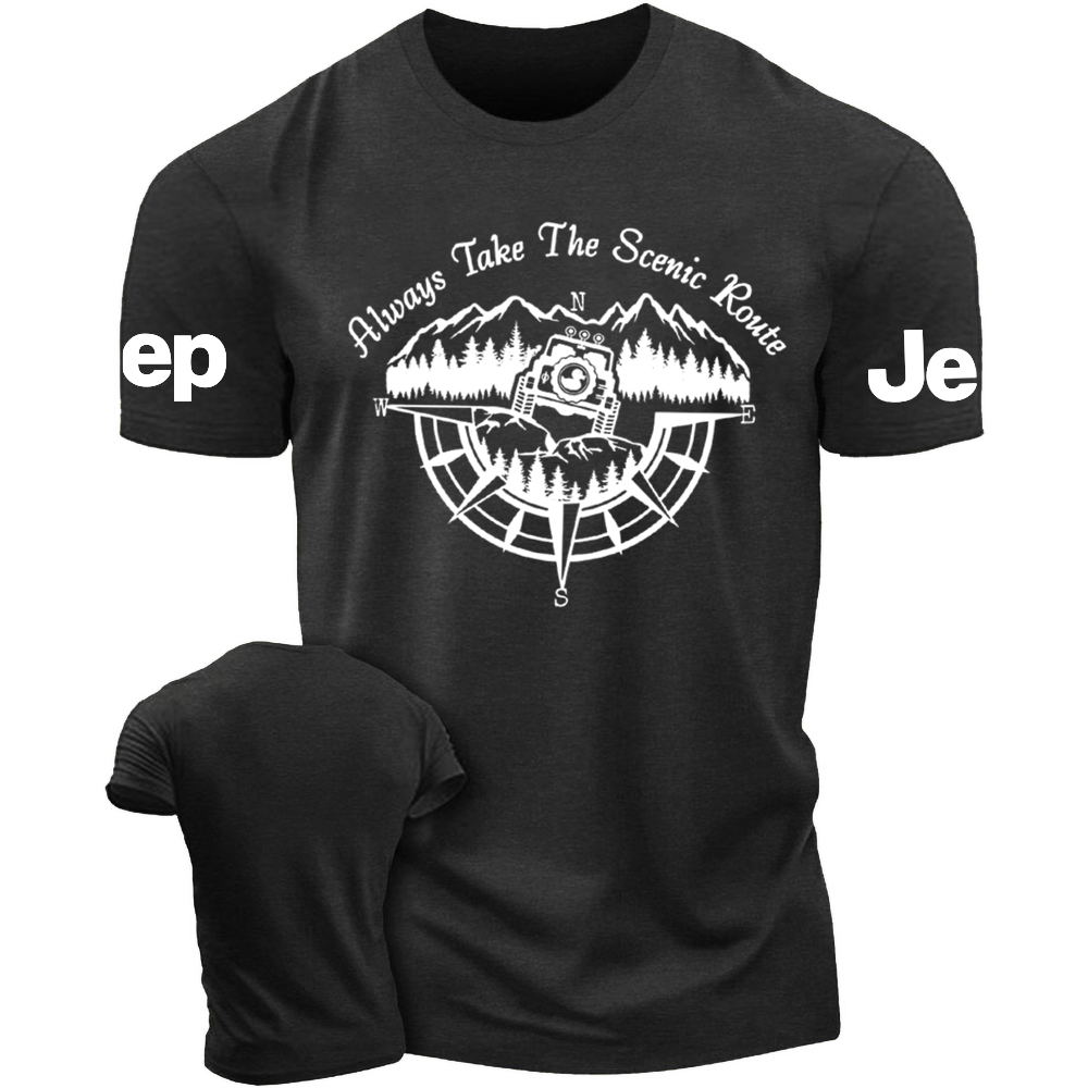 Always Take The Scenic Route offroad Compass Mountains T-Shirt
