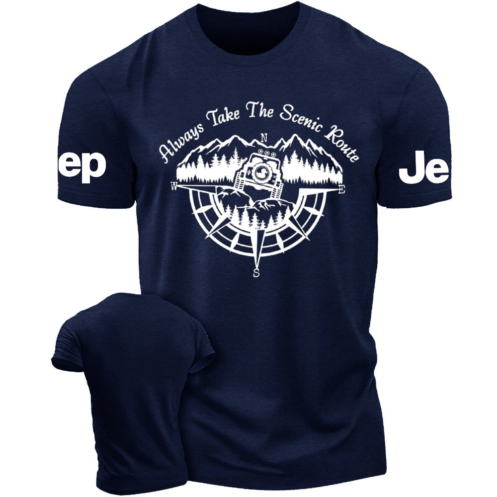 Always Take The Scenic Route offroad Compass Mountains T-Shirt