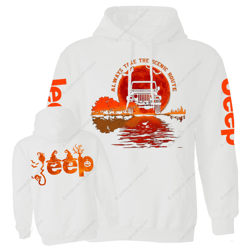 Always Take the Scenic Route Moon Lake Halloween Double Printed Jp Casual Hoodie