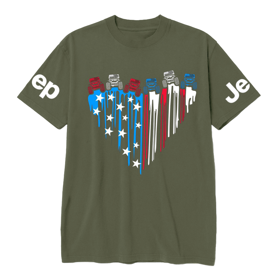 American Flag Heart Offroad Patriotic Jp T-Shirt