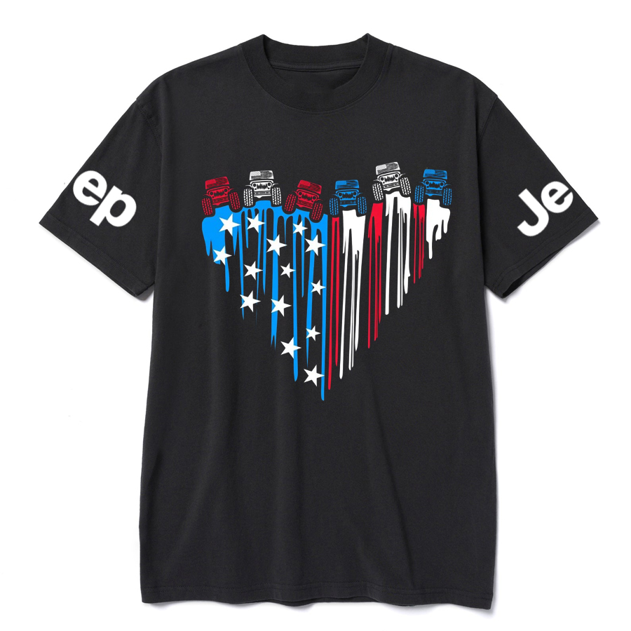 American Flag Heart Offroad Patriotic Jp T-Shirt