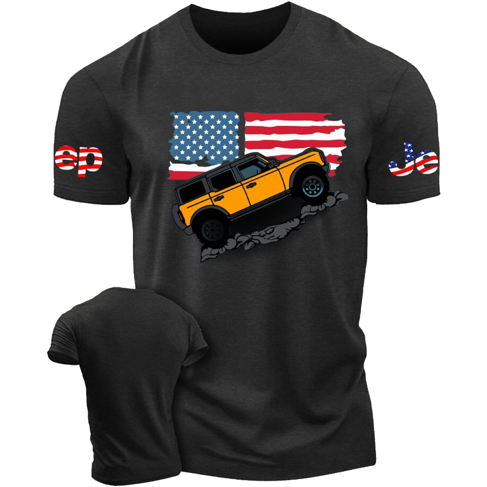 American off-road 4x4 Hiking Adventure Flag T-Shirt