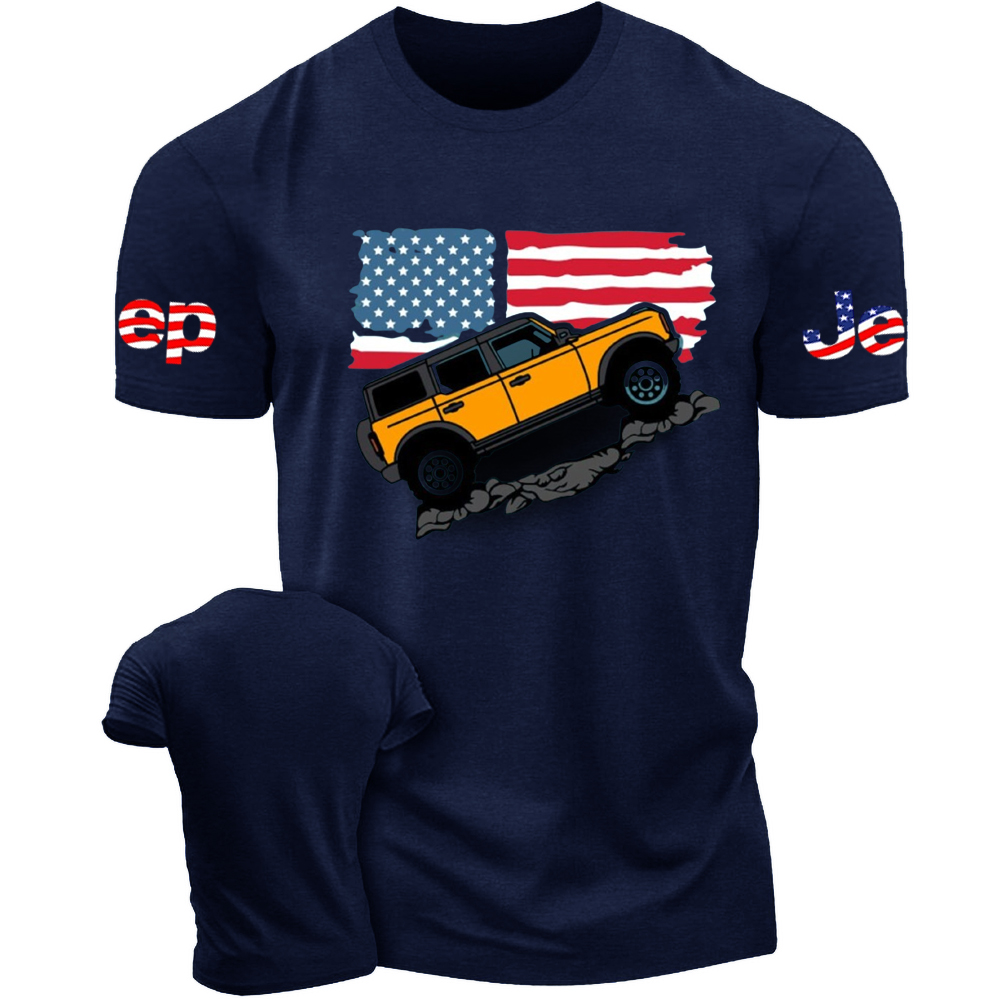 American off-road 4x4 Hiking Adventure Flag T-Shirt