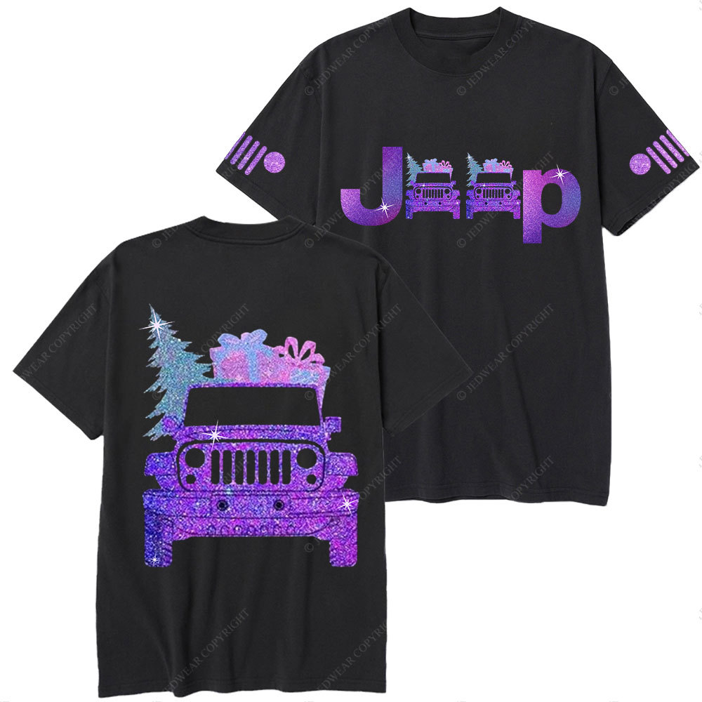 Jp Christmas Tree and Gifts Purple Bling Christmas T-Shirt