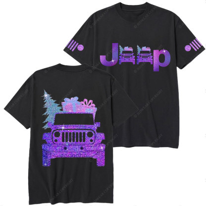 Jp Christmas Tree and Gifts Purple Bling Christmas T-Shirt