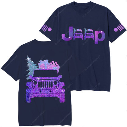 Jp Christmas Tree and Gifts Purple Bling Christmas T-Shirt
