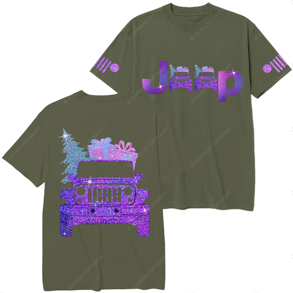 Jp Christmas Tree and Gifts Purple Bling Christmas T-Shirt