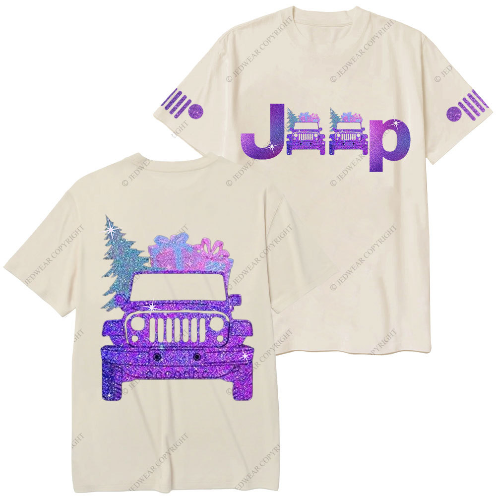 Jp Christmas Tree and Gifts Purple Bling Christmas T-Shirt