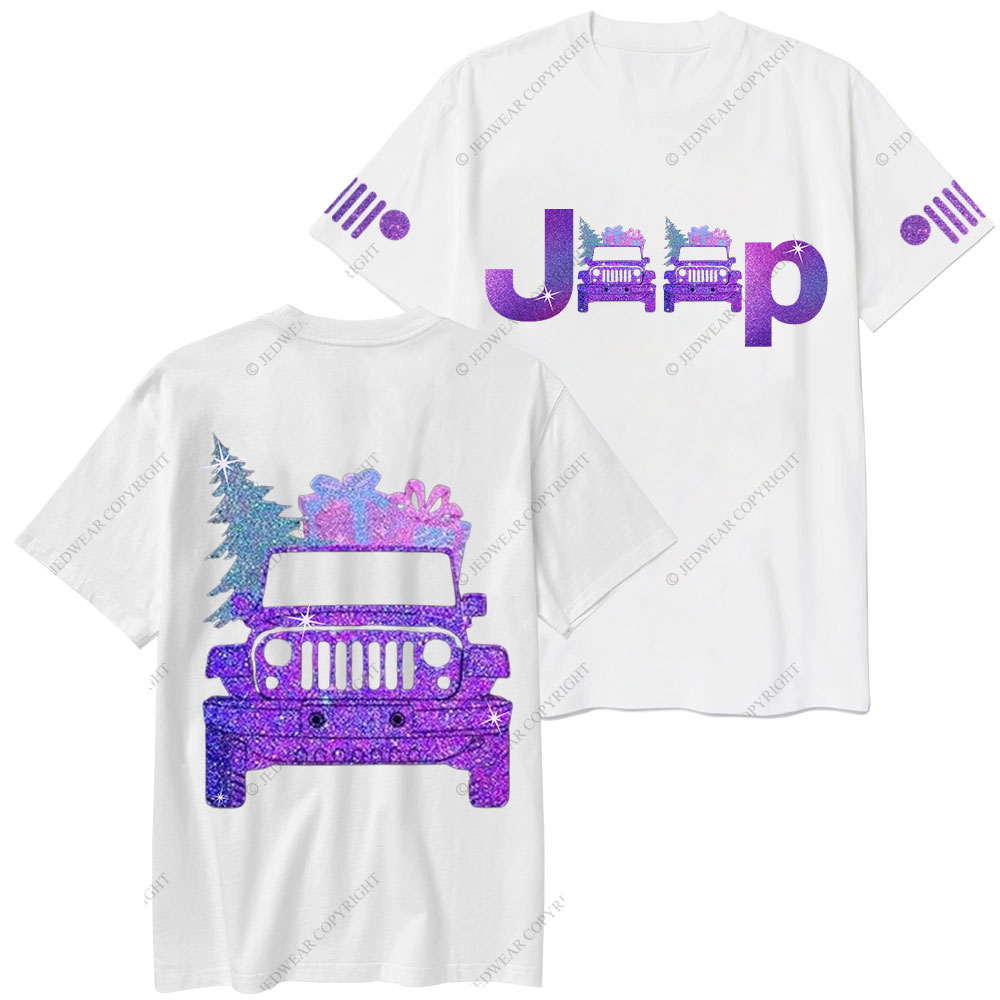 Jp Christmas Tree and Gifts Purple Bling Christmas T-Shirt