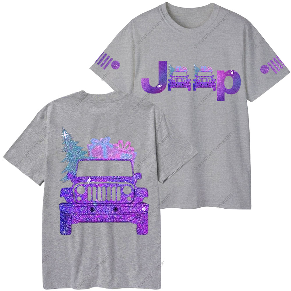 Jp Christmas Tree and Gifts Purple Bling Christmas T-Shirt