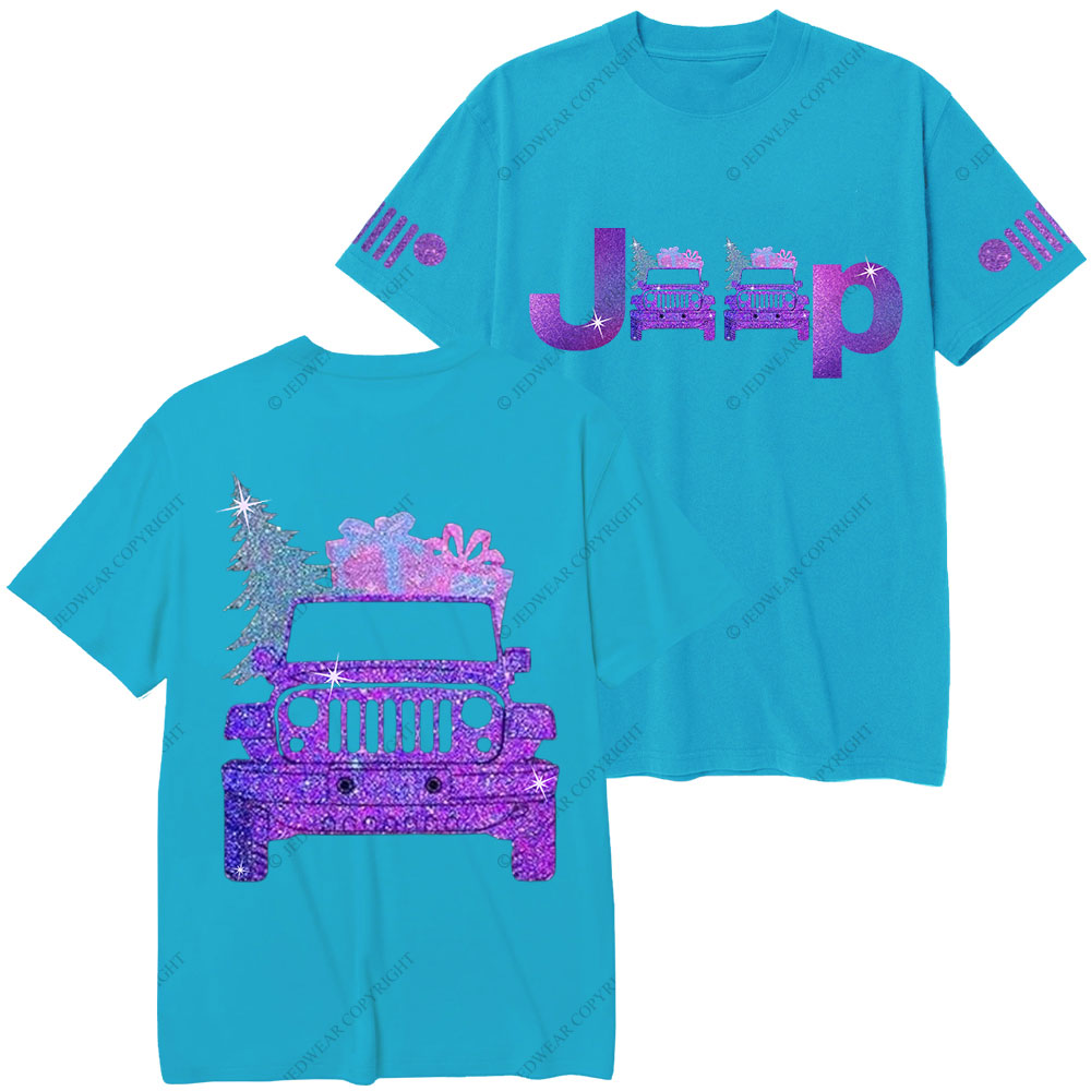 Jp Christmas Tree and Gifts Purple Bling Christmas T-Shirt