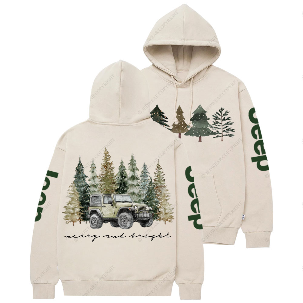 Jpmas Merry and Bright Christmas Tree Casual Hoodie