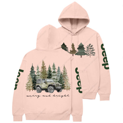 Jpmas Merry and Bright Christmas Tree Casual Hoodie
