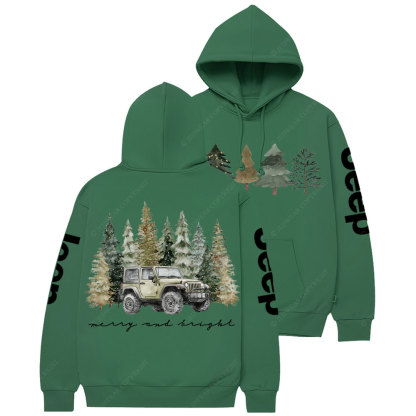 Jpmas Merry and Bright Christmas Tree Casual Hoodie