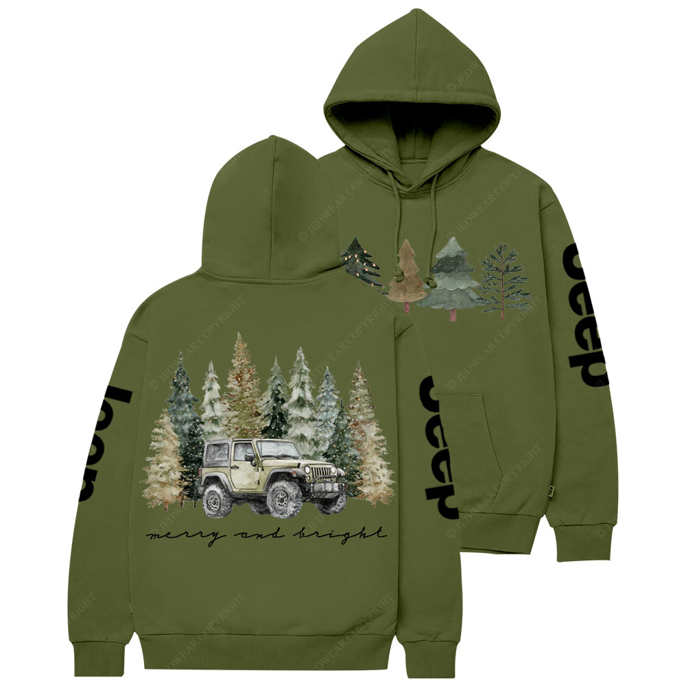 Jpmas Merry and Bright Christmas Tree Casual Hoodie