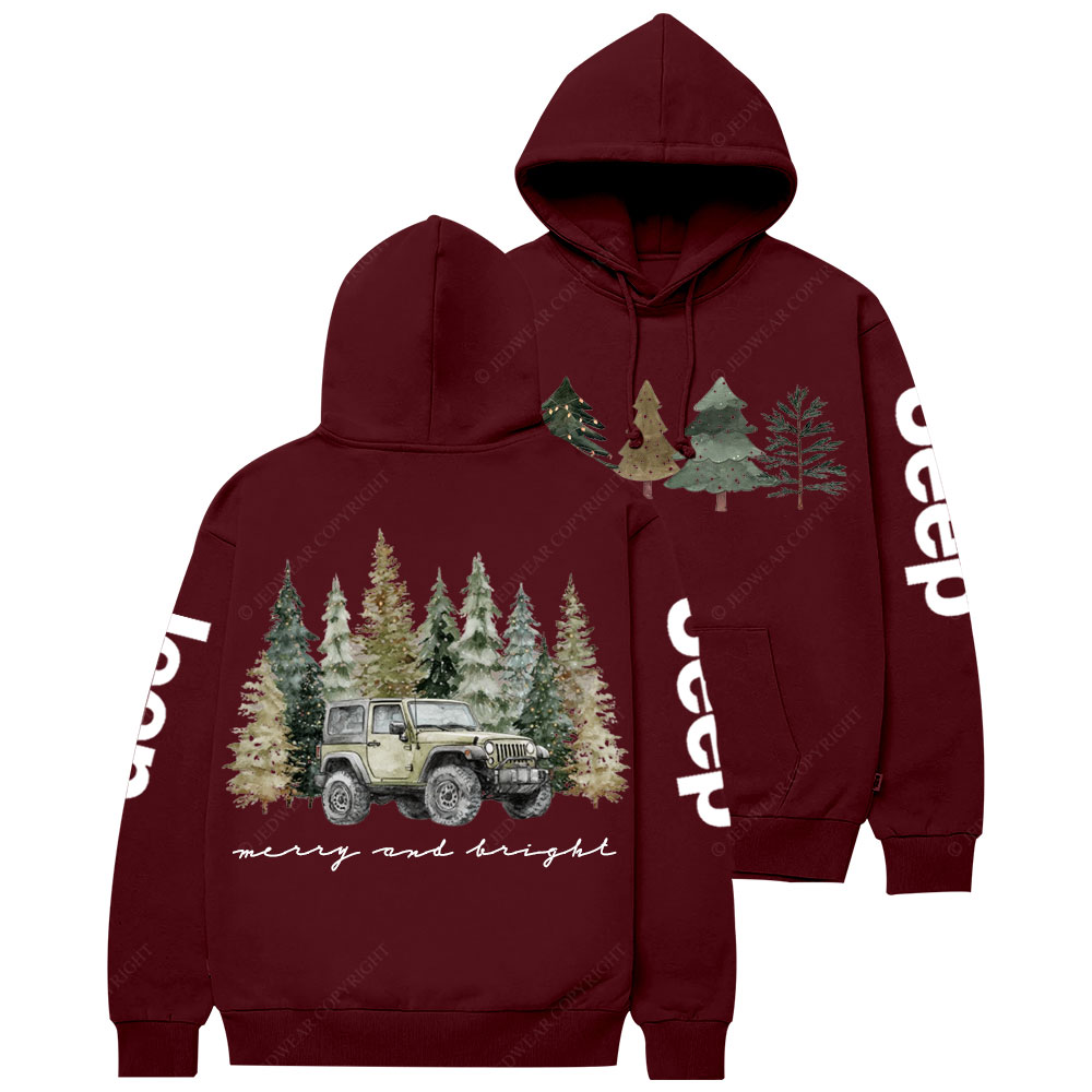 Jpmas Merry and Bright Christmas Tree Casual Hoodie