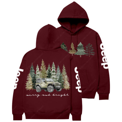 Jpmas Merry and Bright Christmas Tree Casual Hoodie