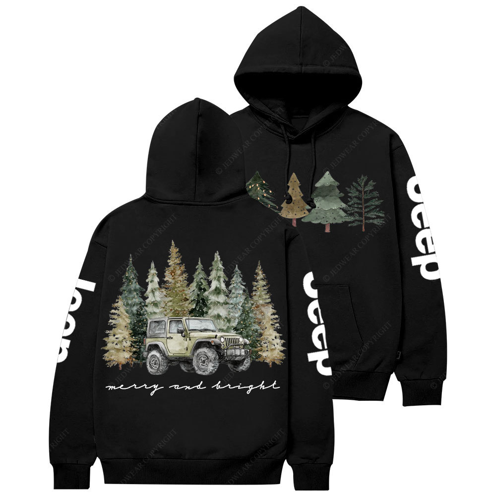 Jpmas Merry and Bright Christmas Tree Casual Hoodie