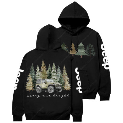 Jpmas Merry and Bright Christmas Tree Casual Hoodie