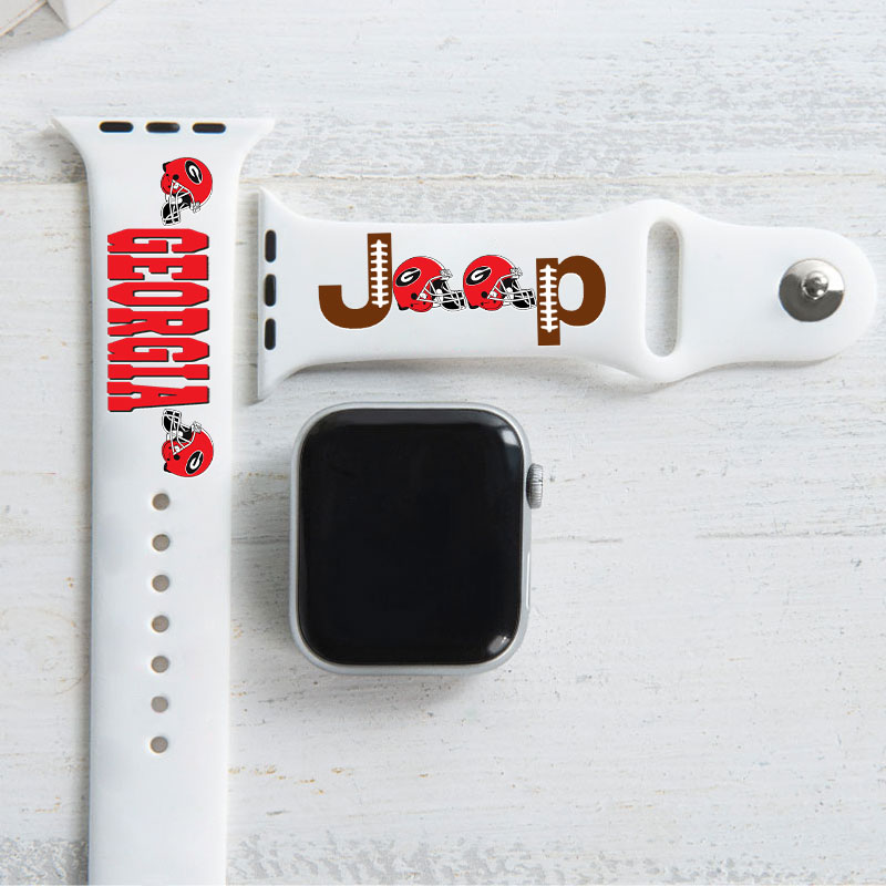 Georgia Jp Bulldog Red Helemet Grille Jp Print Watch Band