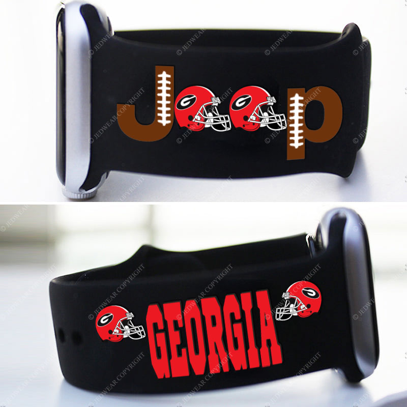 Georgia Jp Bulldog Red Helemet Grille Jp Print Watch Band