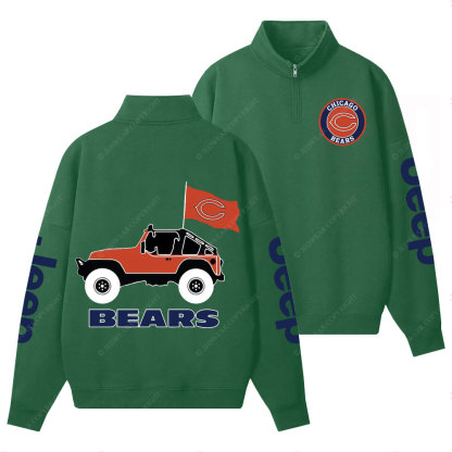 Chicago Bears Football Jp Half-Zip Jacket Sweatshirt