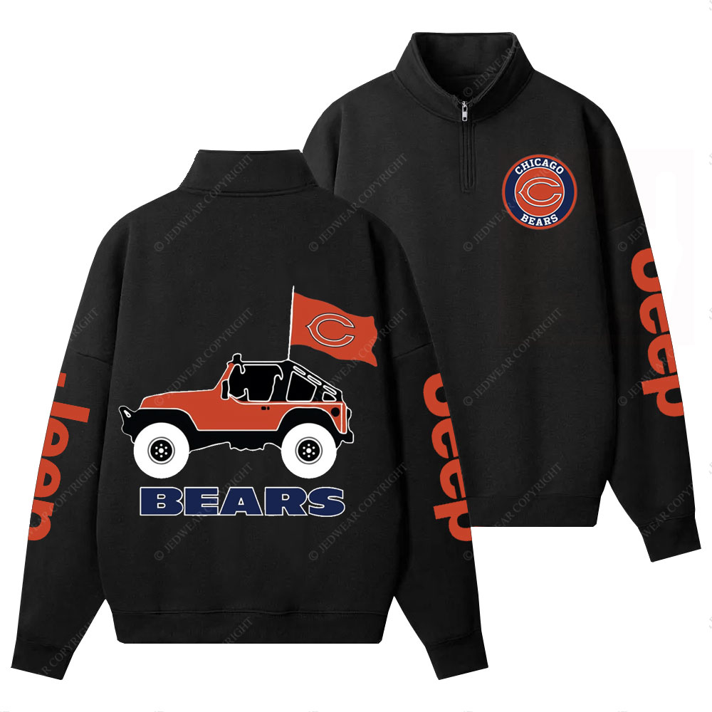 Chicago Bears Football Jp Half-Zip Jacket Sweatshirt