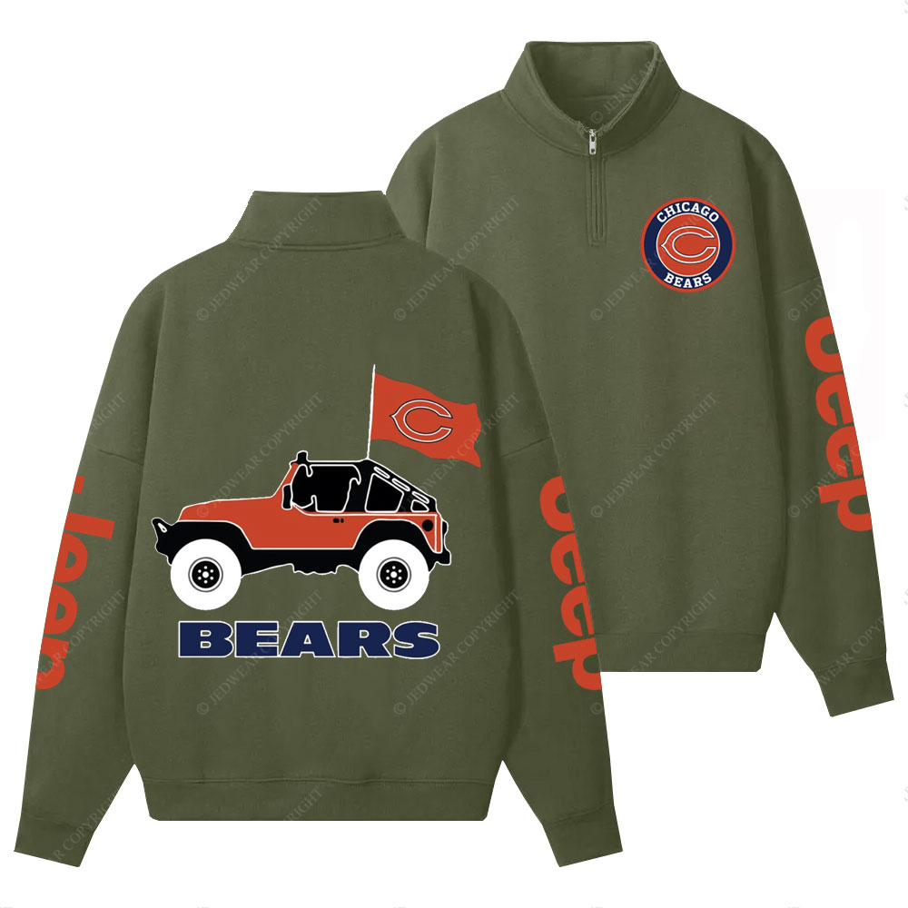 Chicago Bears Football Jp Half-Zip Jacket Sweatshirt