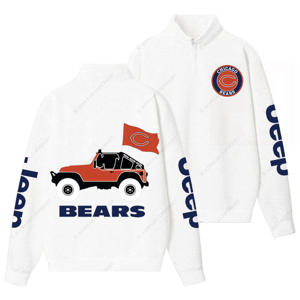 Chicago Bears Football Jp Half-Zip Jacket Sweatshirt