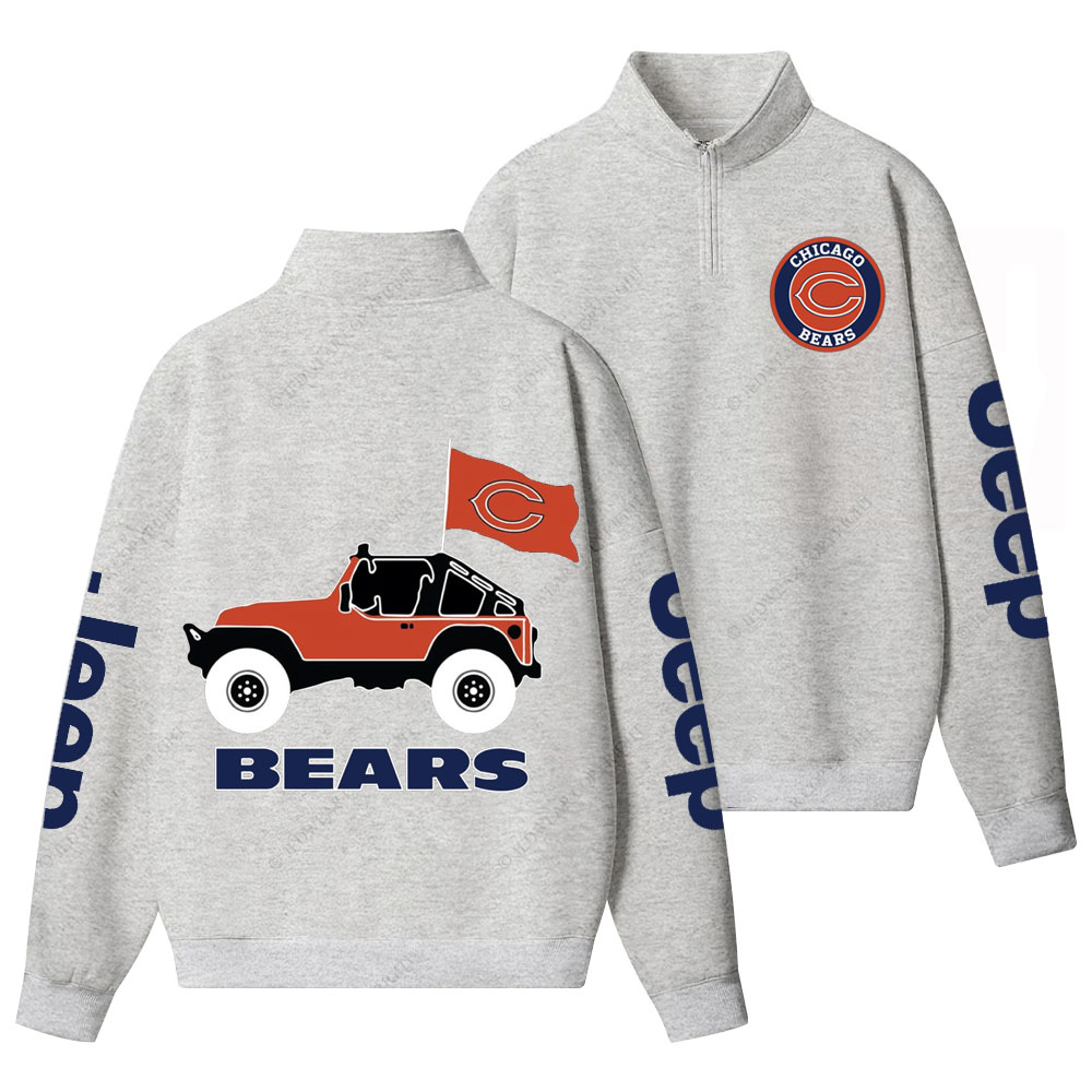 Chicago Bears Football Jp Half-Zip Jacket Sweatshirt