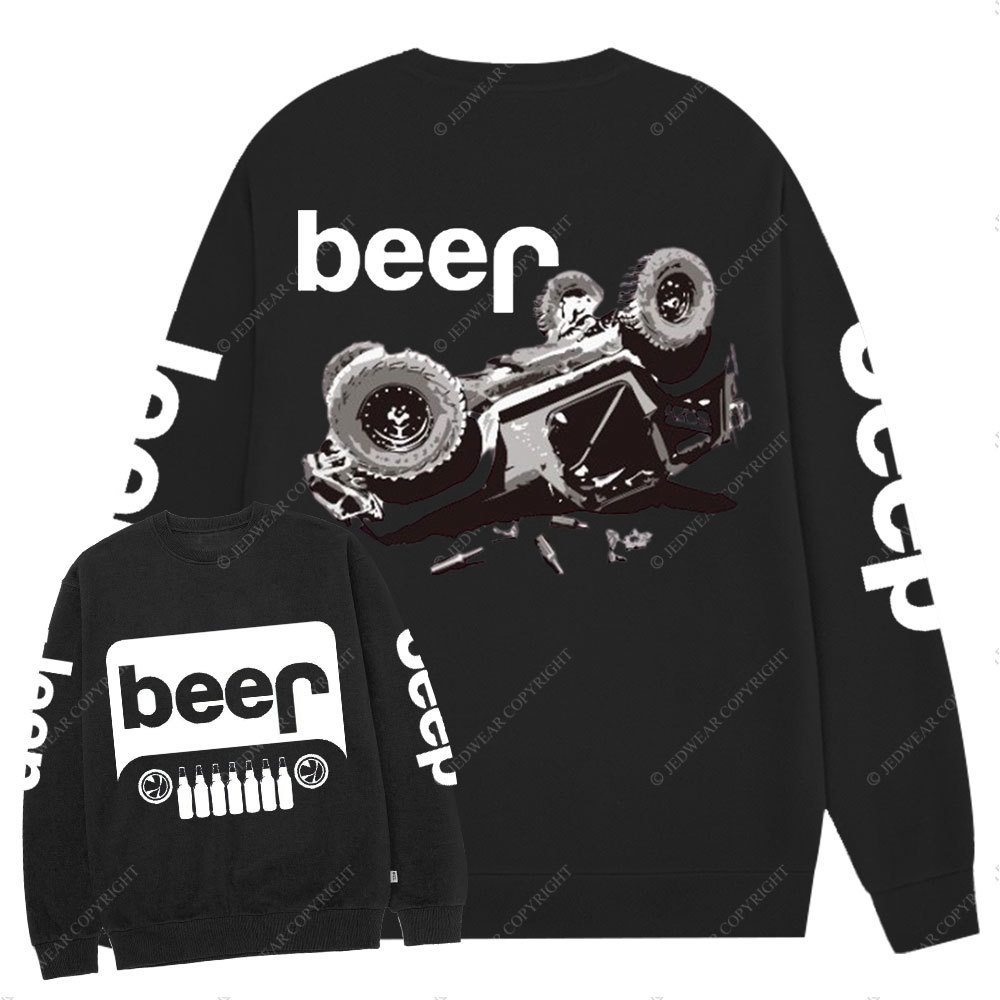 Funny Beer Overturn Jp Offroad Jp Grille Crew Neck Sweatshirt