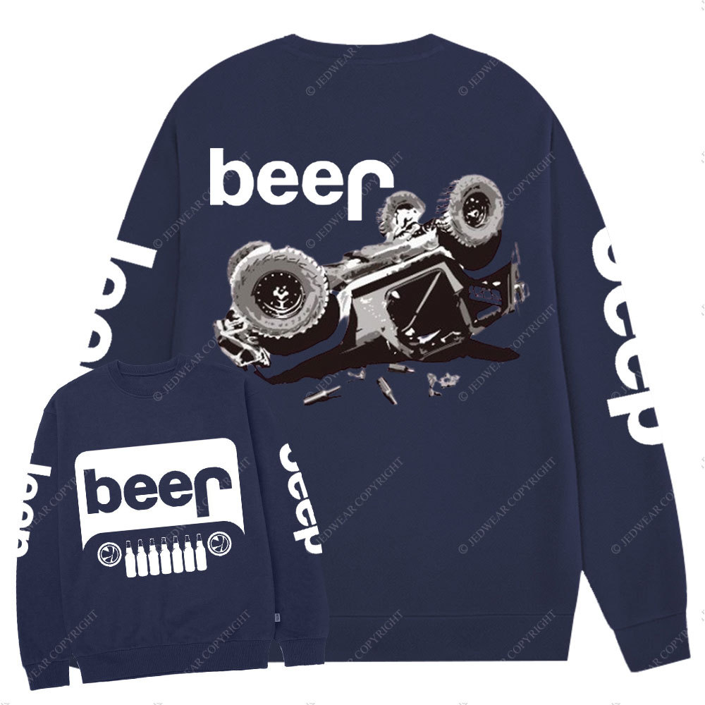 Funny Beer Overturn Jp Offroad Jp Grille Crew Neck Sweatshirt