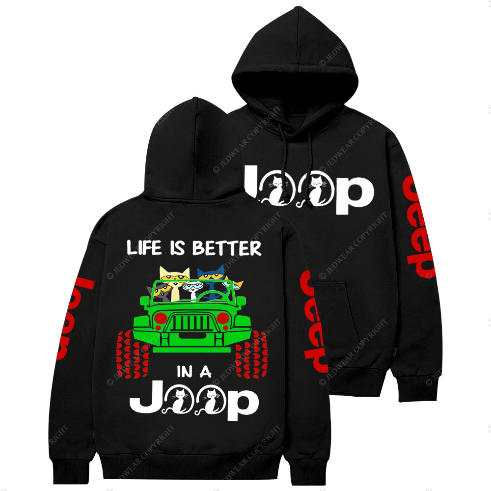 Life Is Better In A Jp With Funny Cats Christmas Casual Hoodie