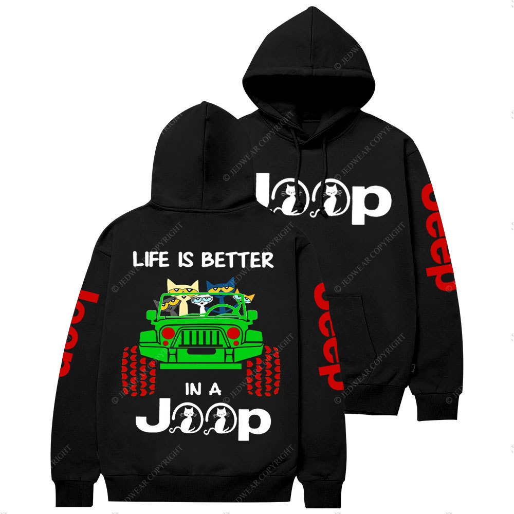 Life Is Better In A Jp With Funny Cats Christmas Casual Hoodie