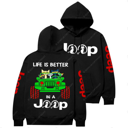Life Is Better In A Jp With Funny Cats Christmas Casual Hoodie