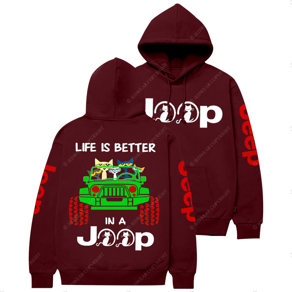 Life Is Better In A Jp With Funny Cats Christmas Casual Hoodie