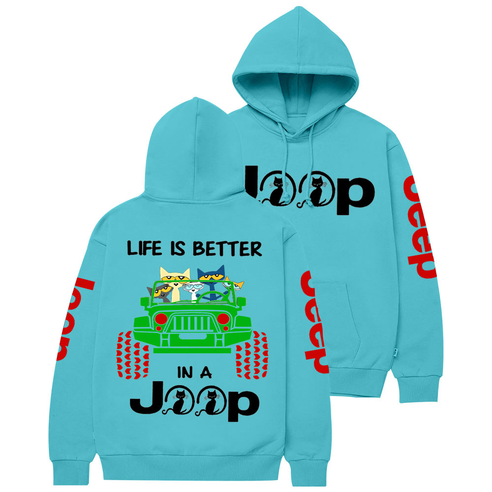 Life Is Better In A Jp With Funny Cats Christmas Casual Hoodie