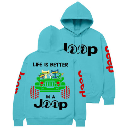 Life Is Better In A Jp With Funny Cats Christmas Casual Hoodie