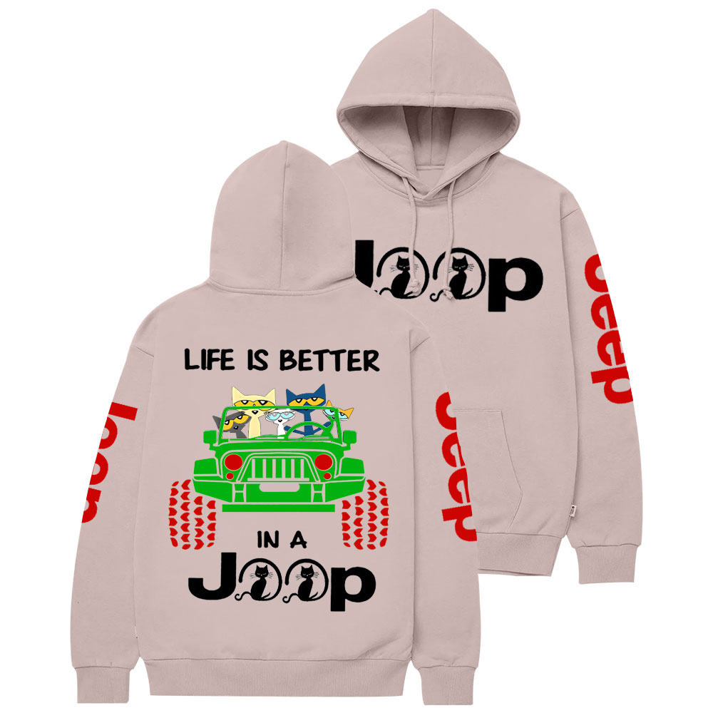 Life Is Better In A Jp With Funny Cats Christmas Casual Hoodie