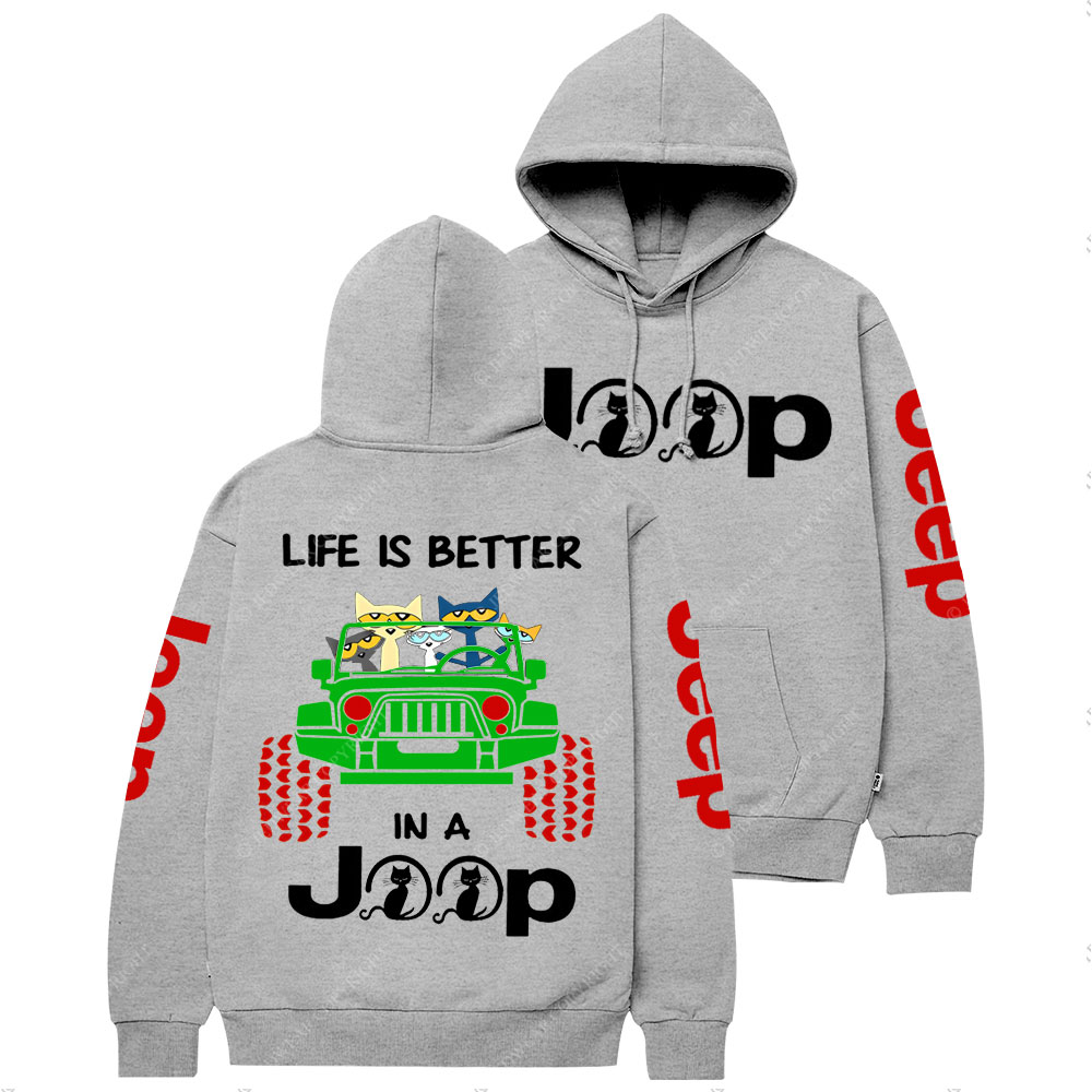 Life Is Better In A Jp With Funny Cats Christmas Casual Hoodie
