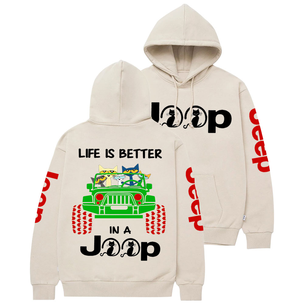Life Is Better In A Jp With Funny Cats Christmas Casual Hoodie