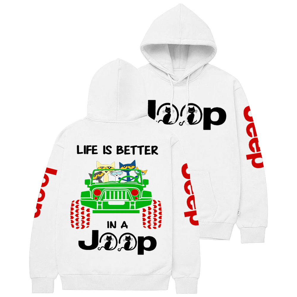 Life Is Better In A Jp With Funny Cats Christmas Casual Hoodie