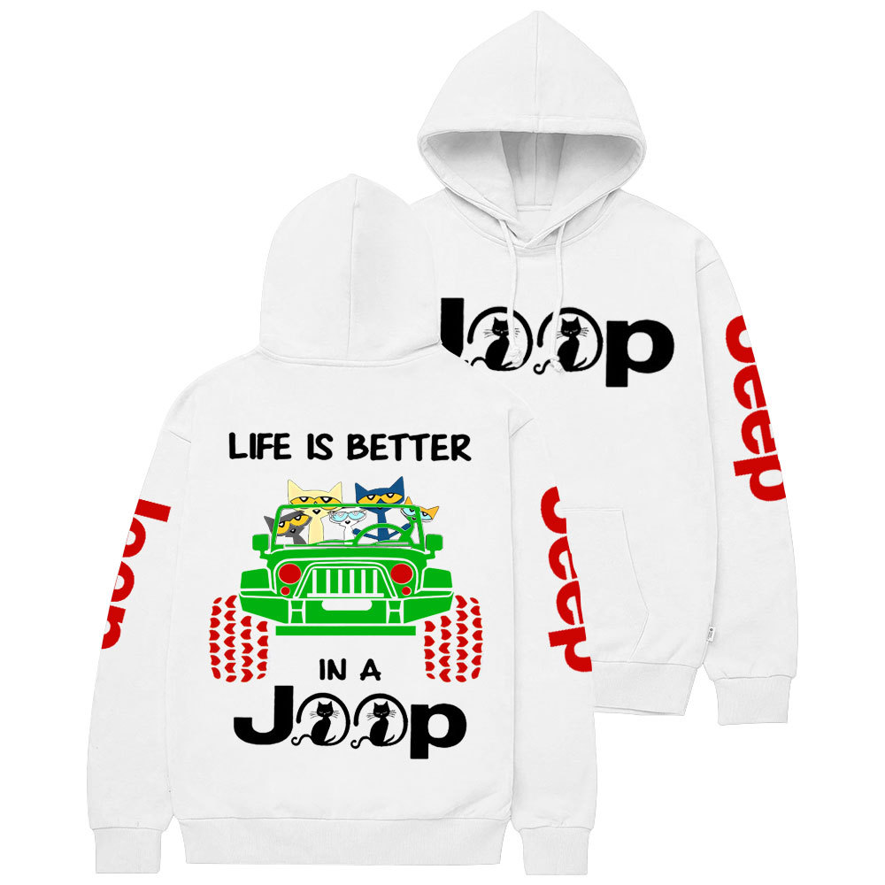 Life Is Better In A Jp With Funny Cats Christmas Casual Hoodie