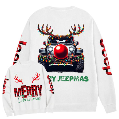 Red Nosed Deer Antler Jp Merry Christmas Crew Neck Sweatshirt