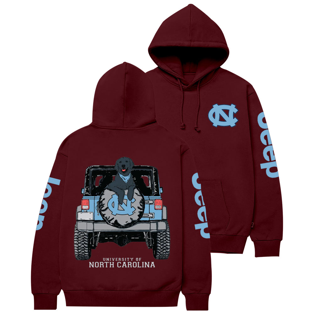 Carolina Tar Heels with Black Dog in Jp Casual Hoodie