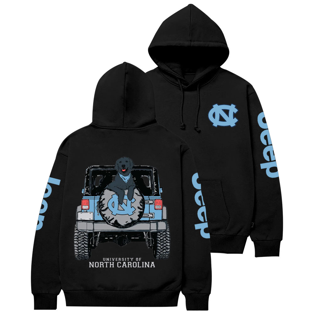 Carolina Tar Heels with Black Dog in Jp Casual Hoodie