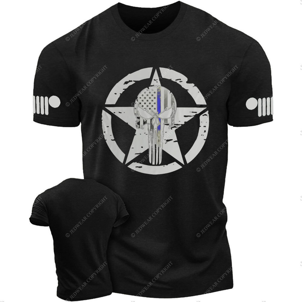 Thin Blue Line American Flag Off Road Skull Jp T-shirt