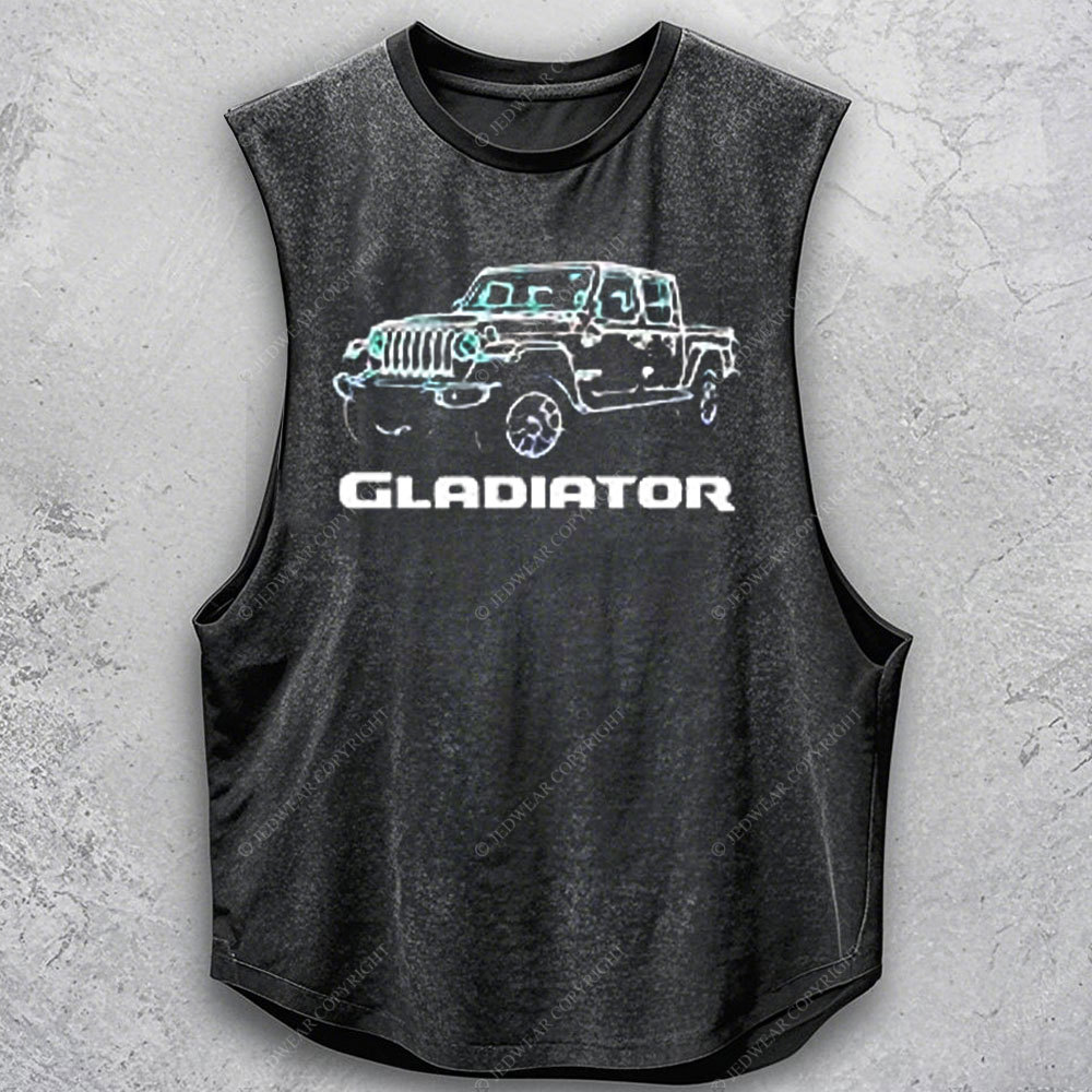 Gladiator Off-Road 4x4 Blue Neon Lights Classic Print  Men's Tank