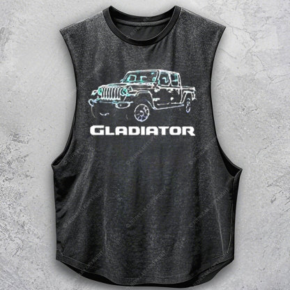 Gladiator Off-Road 4x4 Blue Neon Lights Classic Print  Men's Tank