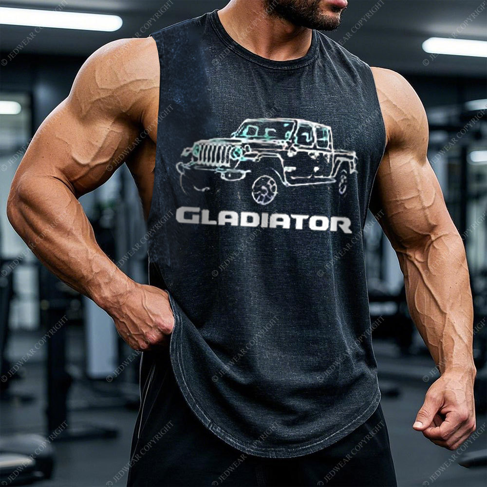 Gladiator Off-Road 4x4 Blue Neon Lights Classic Print  Men's Tank